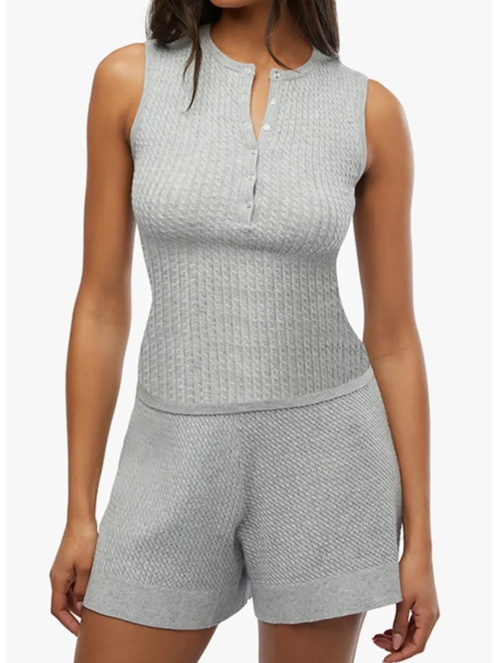 WeWoreWhat Cable Knit Henley Tank -Medium
